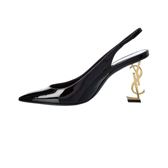 Saint Laurent Opyum 85 Patent Slingback Pump, Black - Picture 2 of 5